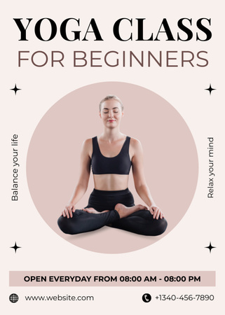 Ontwerpsjabloon van Flayer van Yogalessen voor beginners