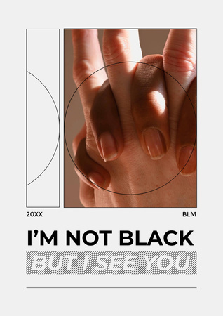 Designvorlage Phrase mit multiethnischen Menschen, die sich an den Händen halten für Poster