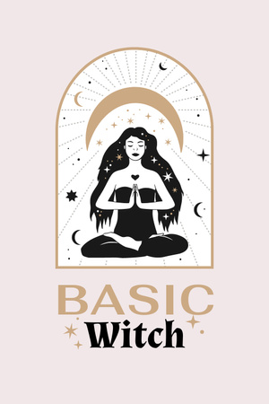 Astrological Inspiration with meditating Witch Pinterest tervezősablon