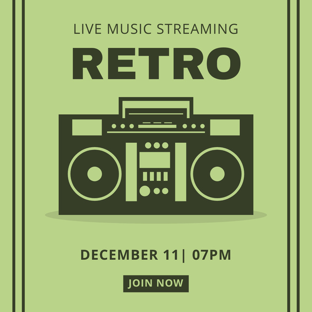 Retro Music Streaming Invitation Instagram AD – шаблон для дизайна
