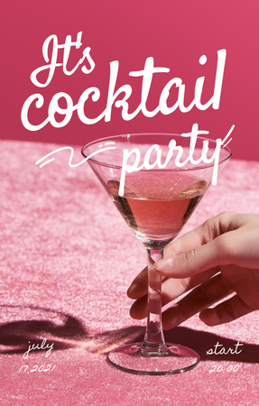 Sparkling Party Announcement With Cocktail Glass Invitation 4.6x7.2in Design Template