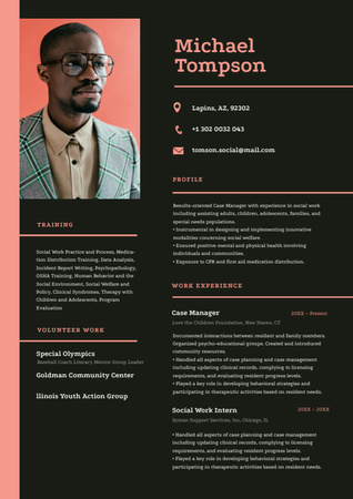 Social worker skills and experience Resume Design Template