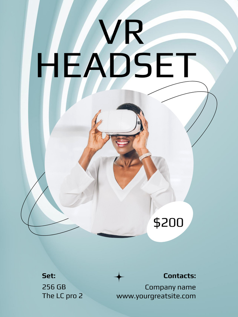 Template di design VR Headsets Deals on Blue Poster US