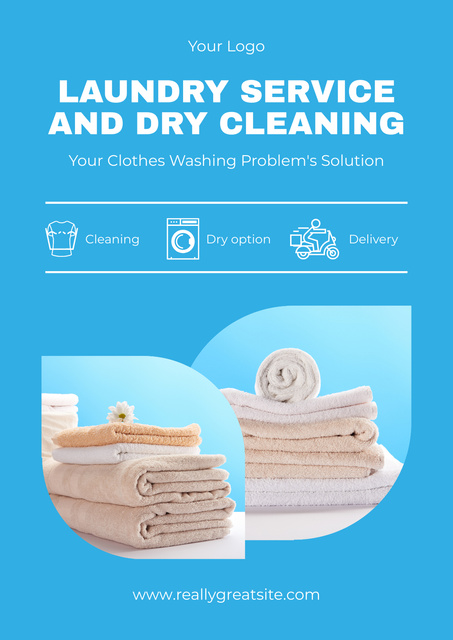 Offer of Laundry and Dry Cleaning Services Posterデザインテンプレート