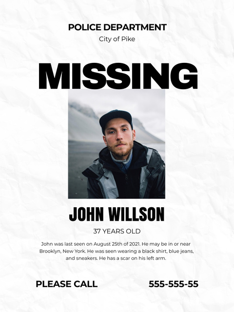 Help to Find Missing Person Poster US Tasarım Şablonu