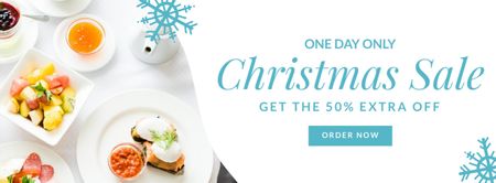 Christmas Sale of Food White Facebook cover Design Template