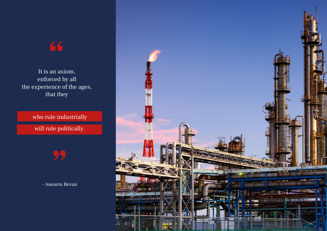 Industrial Plant With Chimneys And Quote Postcard A5 – шаблон для дизайну