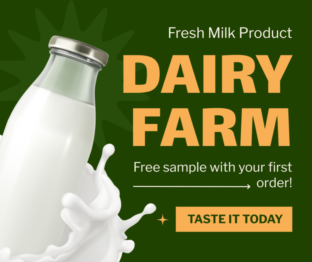 Designvorlage Sale of Milk Products in Bottles für Facebook