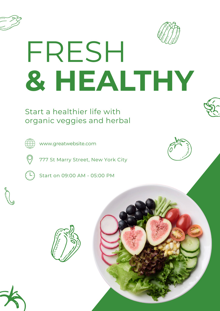 Fresh and Healthy Food at Grocery Store Posterデザインテンプレート