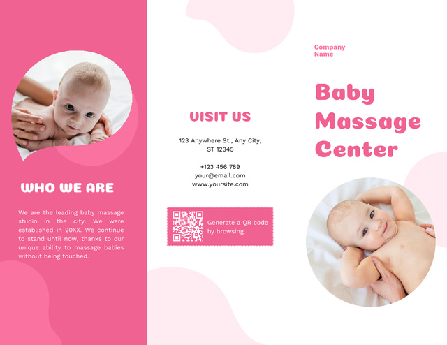 Modèle de visuel Offer of Baby Massage Center Services - Brochure 8.5x11in