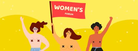 Women's Forum Announcement with Women on Riot Facebook cover Tasarım Şablonu