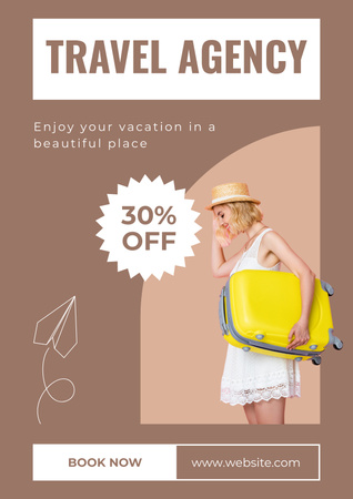 Summer Offer by Travel Agency on Beige Poster Πρότυπο σχεδίασης