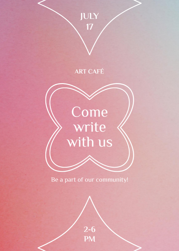 Ontwerpsjabloon van Postcard 5x7in Vertical van Art Cafe Opening Announcement In Summer