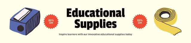 Ontwerpsjabloon van Ebay Store Billboard van Educational Supplies Discount with Pencil Sharpener and Scotch