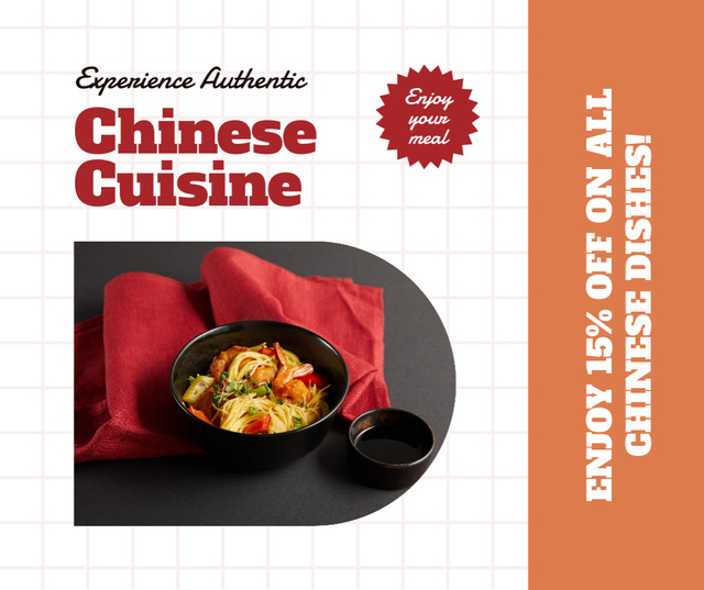 Authentic Chinese Cuisine With Discount Offer Facebook tervezősablon