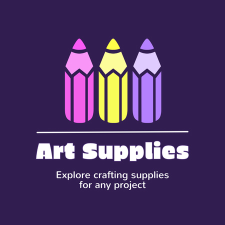 Art Supplies Ad with Colorful Pencils Animated Logo Design Template