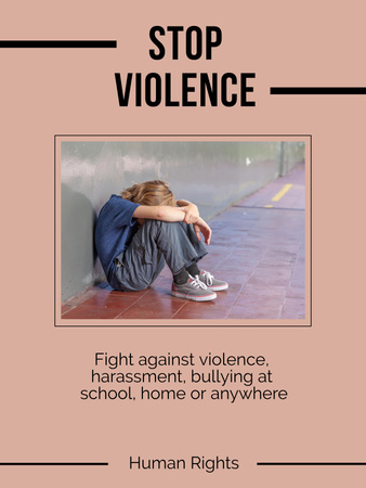 Stop Violence Children Poster 36x48in Design Template