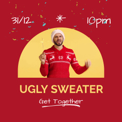 Ugly Sweater Party With Prizes On New Year