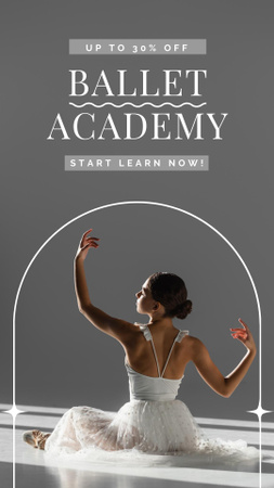 Ballet Academy Ad with Beautiful Ballerina Instagram Story Design Template
