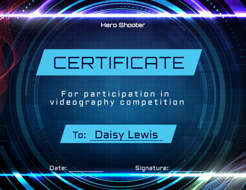 Designvorlage Gaming Competition Announcement für Certificate
