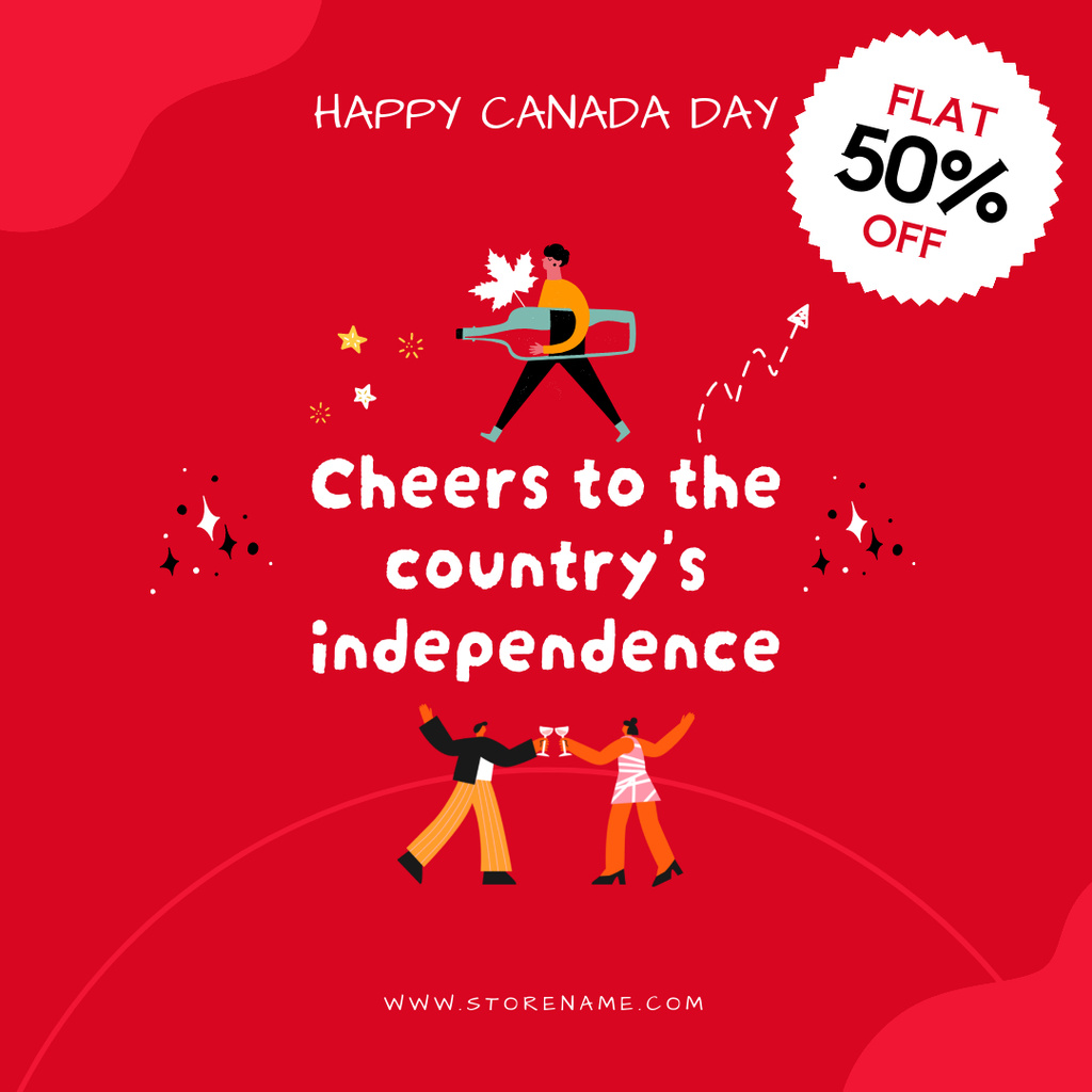 Ontwerpsjabloon van Instagram van Canada Day Discount Announcement
