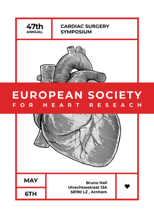 Annual Cardiac Surgery Symposium In White Announcement Poster B2デザインテンプレート