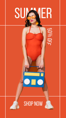 Summer Fashion Sale with Stylish Woman Instagram Story tervezősablon