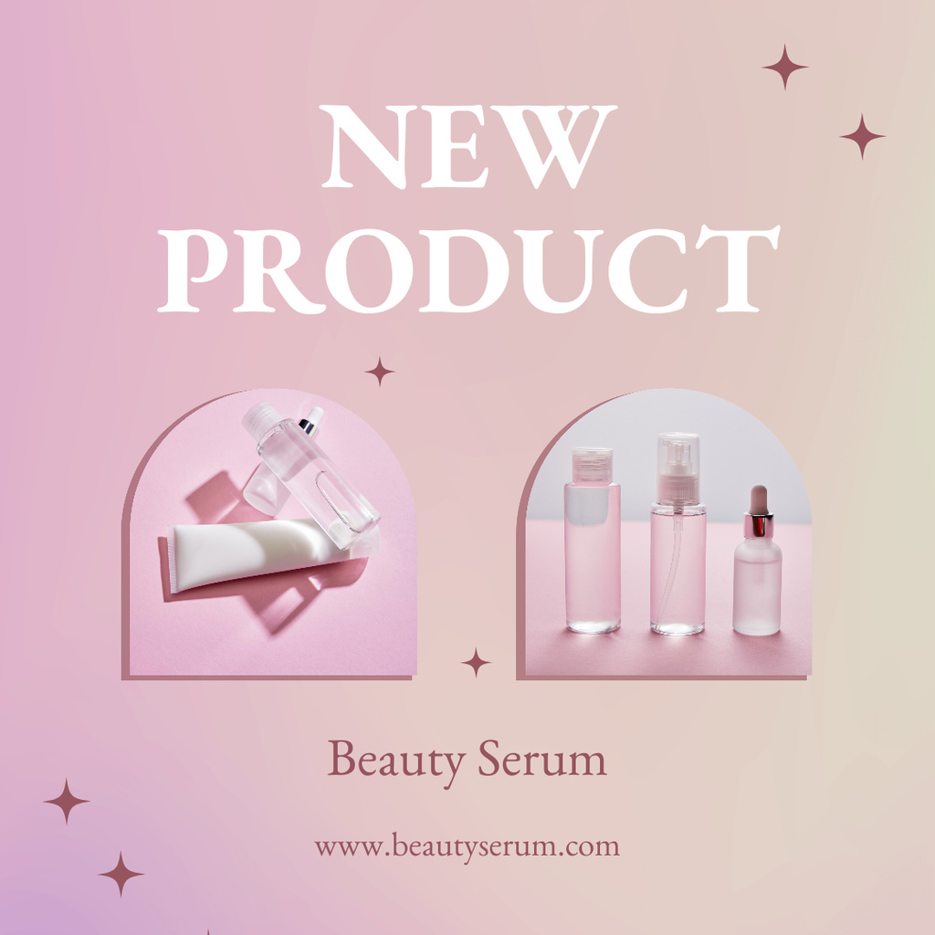 Ontwerpsjabloon van Instagram van Beauty Serum Ad with Bottles and Tubes 