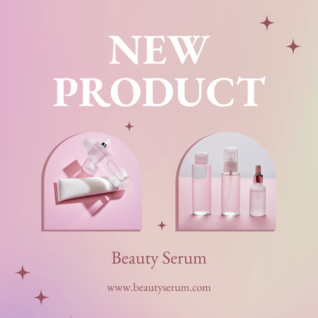 Beauty Serum Ad with Bottles and Tubes  Instagram Design Template