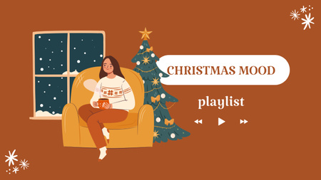 Ontwerpsjabloon van Youtube Thumbnail van christmas mood muziek afspeellijst bruin