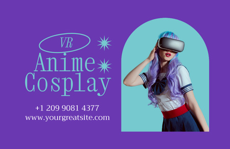 Designvorlage Virtual Anime Cosplay App für Business Card 85x55mm