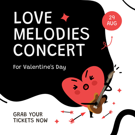 Template di design Annuncio del concerto di Love Melodies previsto per San Valentino Instagram