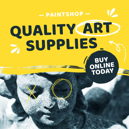 Limited-Time Art Supplies Sale Offer In Yellow Instagram AD Design Template