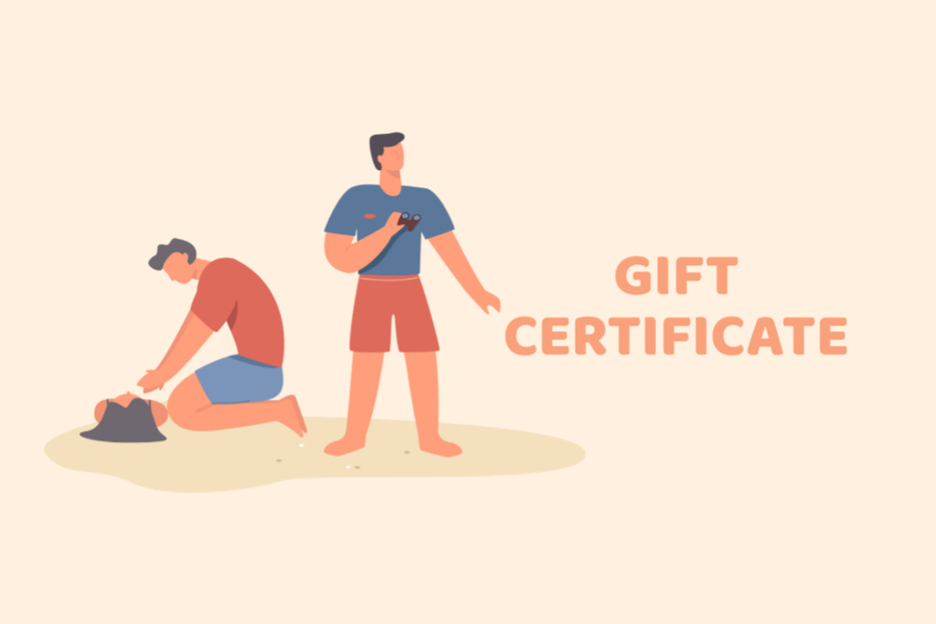Ontwerpsjabloon van Gift Certificate van People playing on Beach