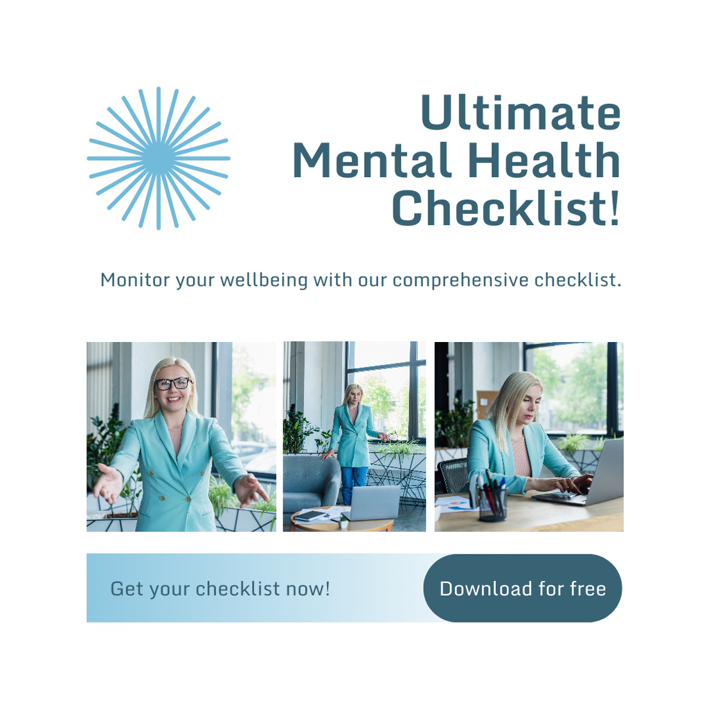 Ultimate Mental Health Online Checklist Instagram Tasarım Şablonu