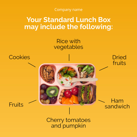 Appetizing School Food Lunch Box Promotion In Orange Instagram Design Template