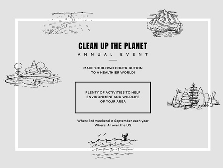 Clean up the Planet Annual event Poster 18x24in Horizontal Tasarım Şablonu
