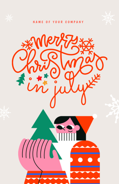 Merry Christmas in July with Cute Girl in Hat Flyer 5.5x8.5in Šablona návrhu