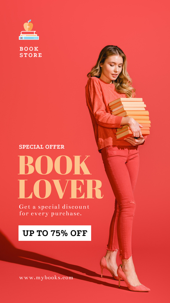 Ontwerpsjabloon van Instagram Story van Special Offer for Book Lovers 