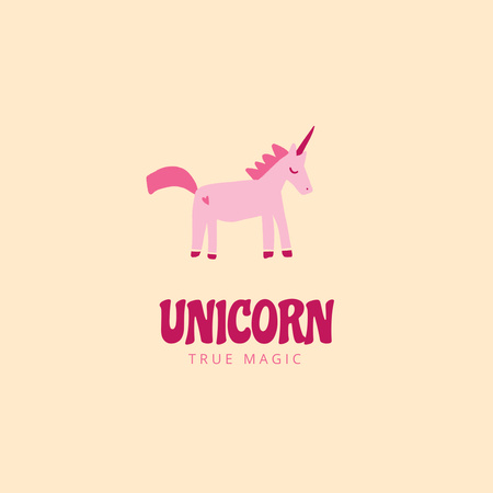 Emblem with Unicorn Logo 1080x1080pxデザインテンプレート
