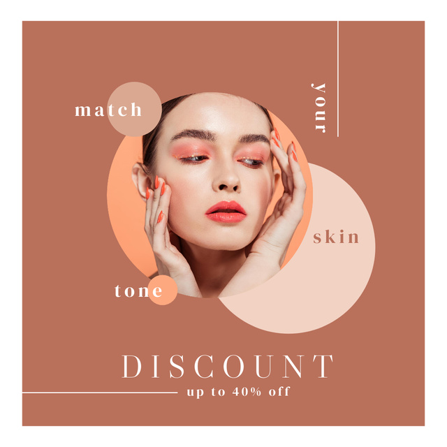 Ontwerpsjabloon van Instagram van Beautiful Makeup Matching Skin tone With Discount Offer