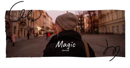 Girl on walk in Evening City Facebook AD Design Template