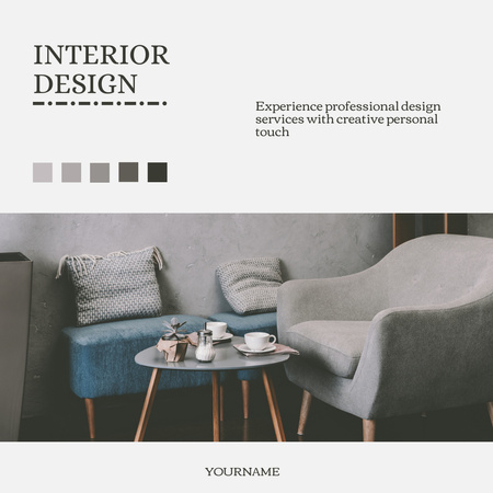 Design interiéru v šedých odstínech Instagram AD Šablona návrhu