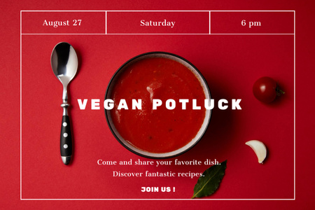 Vegan Tomato Soup Offer Postcard 4x6in Design Template