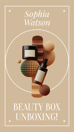 Modèle de visuel Annonce de déballage de Blogger pour une boîte de produits de beauté - Instagram Video Story