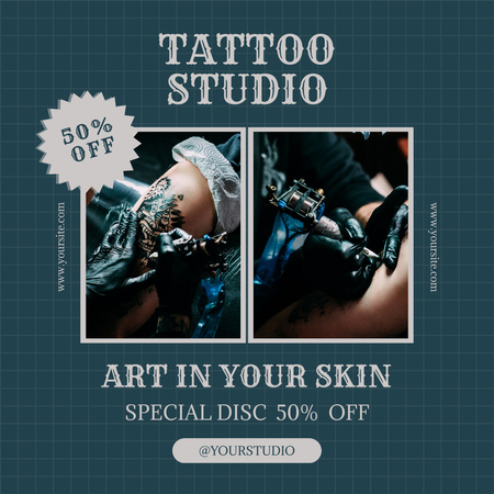 Artistic Tattoo Studio Offer With Discount Instagram Design Template