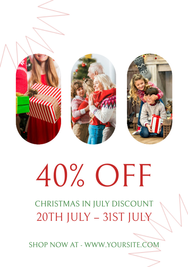 Christmas Discount in July with Happy Family Flyer A5 Design Template
