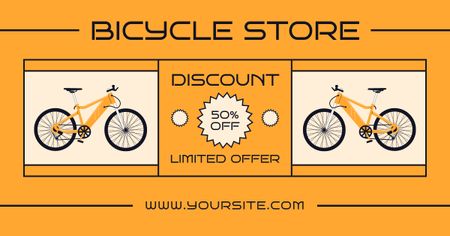 Sarı Bisiklet Mağazasında Sınırlı Teklif Facebook AD Tasarım Şablonu