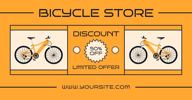 Limited Offer in Bike Store on Yellow Facebook AD tervezősablon