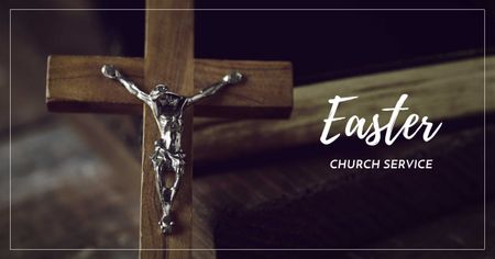 Platilla de diseño Church Service Offer on Easter with Cross Facebook AD